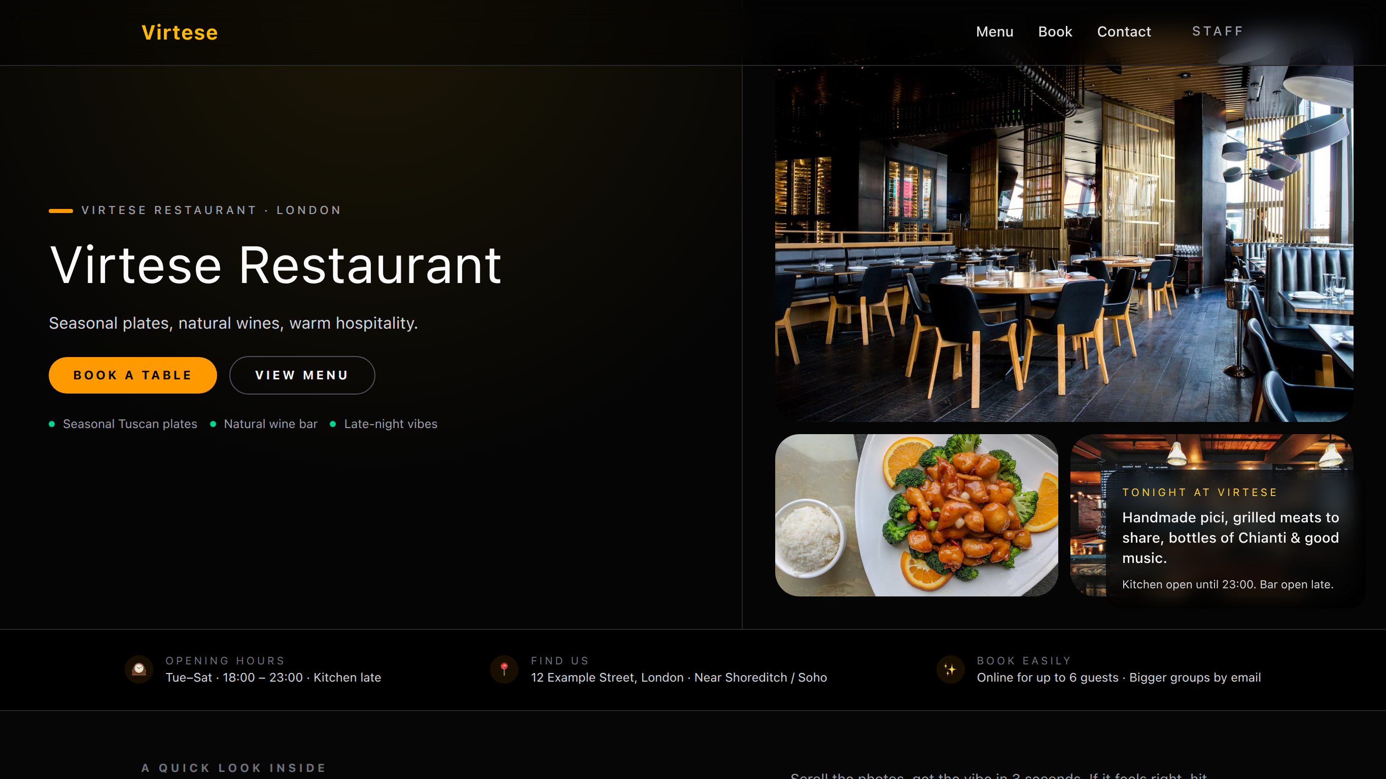 Booking & Hospitality Sites — restaurant.virtese.com